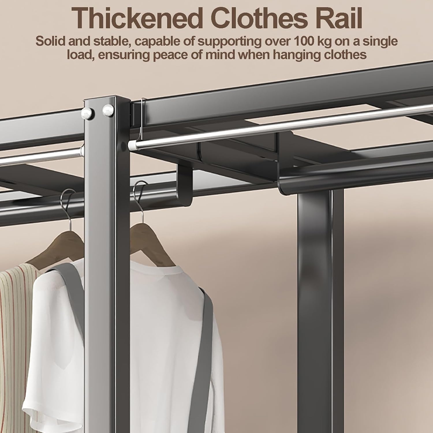 Portable Wardrobe Closet With Cover, Heavy Duty Clothes Rack With Cover, Freestanding Coat Storage Garment Racks, For Bedroom Hanging Clothes(C,241cm/94.9inch)
