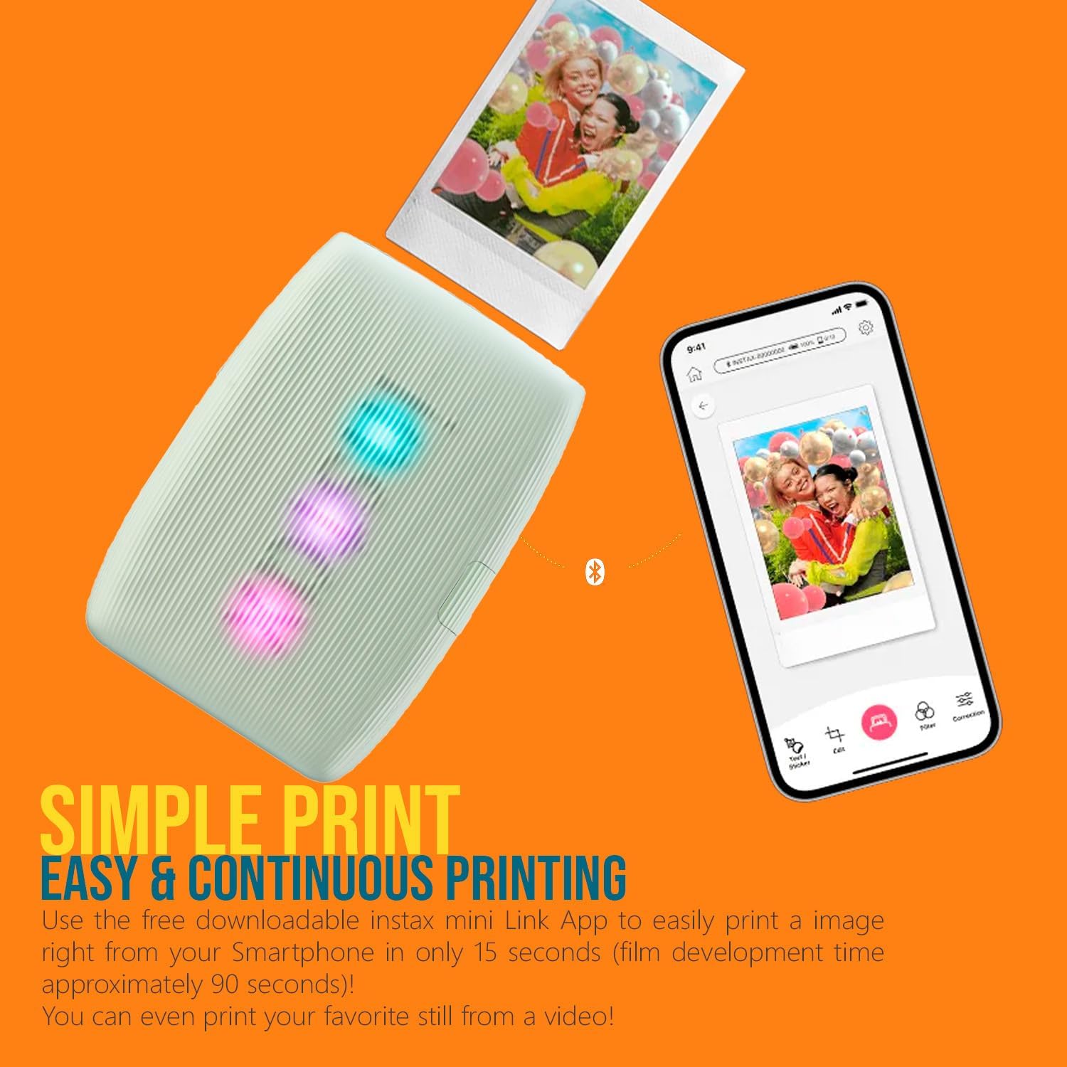 Fujifilm Instax Mini Link 3 Compact Smartphone Printer with Instax AiR Studio App (Sage Green) Bundle with Focus Camera Polaroid Film Kit and Fujifilm Instax Mini Twin Film Pack (3 Items)