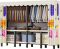 Heavy Duty Clothes Rack With Cover Foldable Wardrobe Closet For Hanging Clothing Metal Garment Rack Freestanding Covered Armoire For Bedroom(A,221cm/87in)
