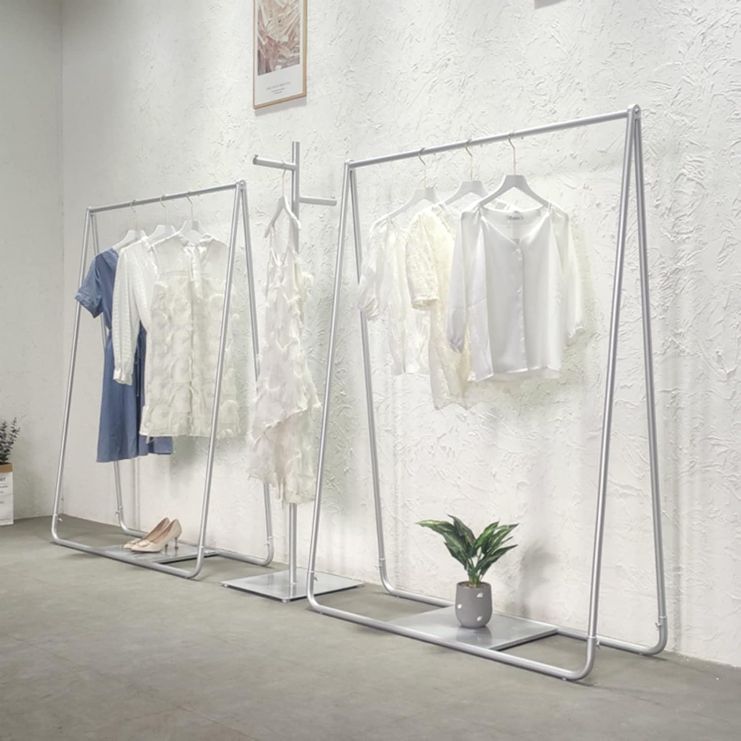 Garment Rack Metal Clothing Rack with Storage Shelf, Freestanding Coat Rack for Bedroom and Entryway, Heavy Duty Clothes Rail for Coat Shirts and Dresses, Easy to As(Size:150X40X160CM)