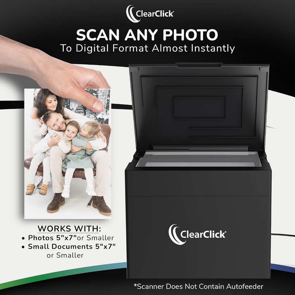 ClearClick InstaScan Photo Scanner for PC & Mac - Scans Each Photo Virtually Instantly - Compatible with 4x6, 5x7, & Smaller Photos - No Drivers Required - USB-C Connection [300 DPI Scanning Quality]