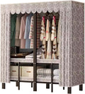 Heavy-Duty Foldable Clothes Rack, Portable Wardrobe Closet with Cover, Freestanding Clothing Storage for Bedroom, 49in Coat Hanger, Space-Saving Organizer