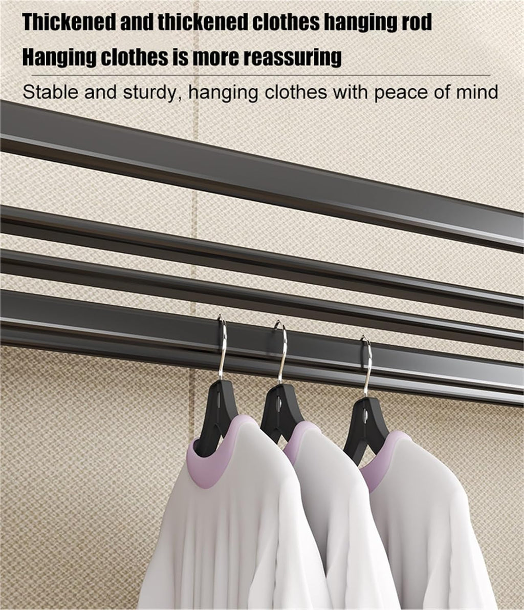 Heavy Duty Closet Organizer System,Clothes Rack With Cover Heavy Duty Clothing Racks,Freestanding Clothing Racks For Hanging Clothes,for Hanging Clothes & Storaging Bedding(Blue,80 * 45 * 165CM)