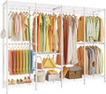 ULIFHOME H41 Garment Rack Heavy Duty Clothes Rack, Clothing Racks for Hanging Clothes, Extra Large Freestanding Portable Closet Wardrobe Rack 78.5'' W × 15.8'' D × 76.4'' H, Max Load 1150 Lbs, White