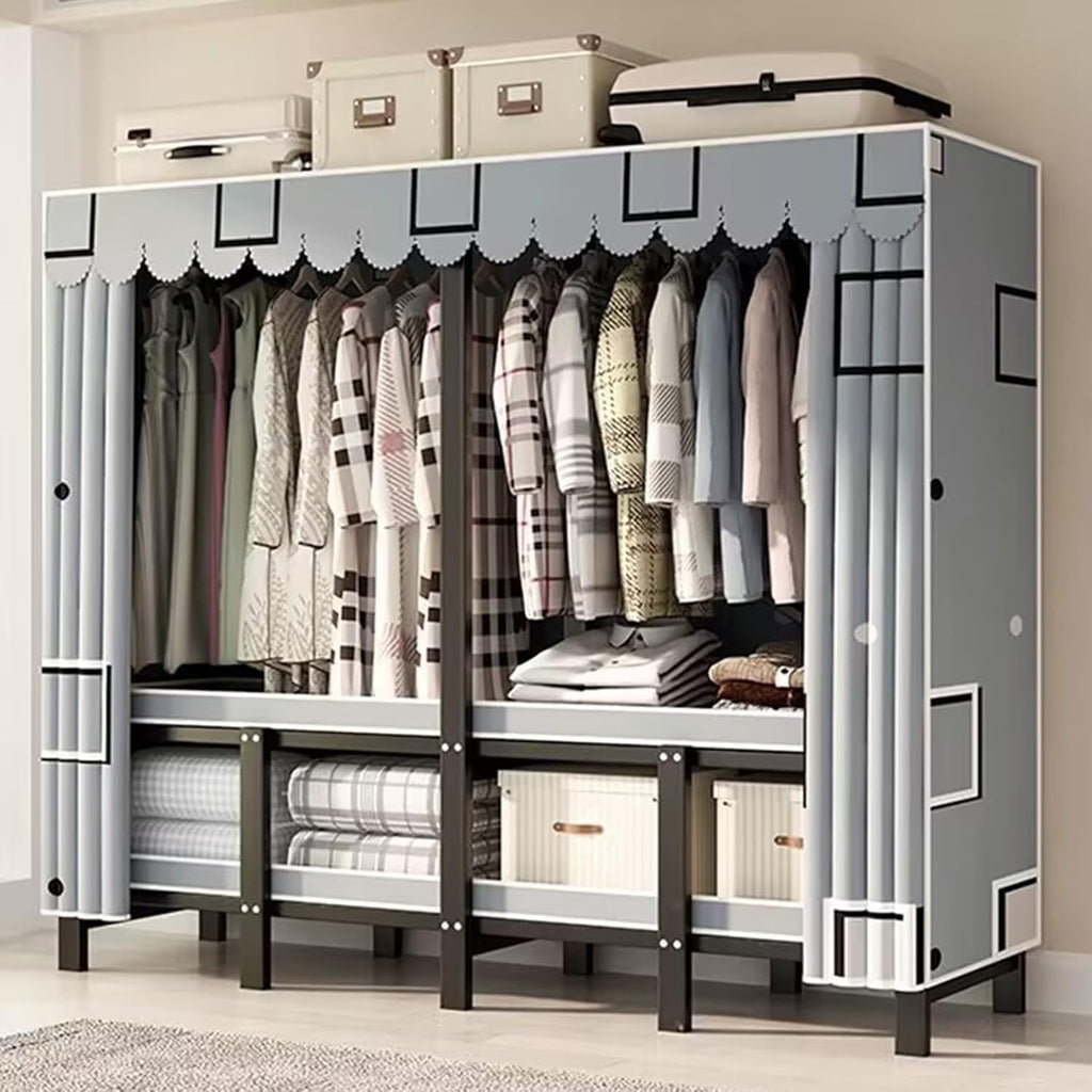 Portable Freestanding Closets Wardrobe - Heavy Duty Foldable Wardrobe Rack With Cover, foldable drying rack, Width 19.68in, 1100lbs Wardrobe Clothing Organization System For Bedroom(Color:A,Size:70*50