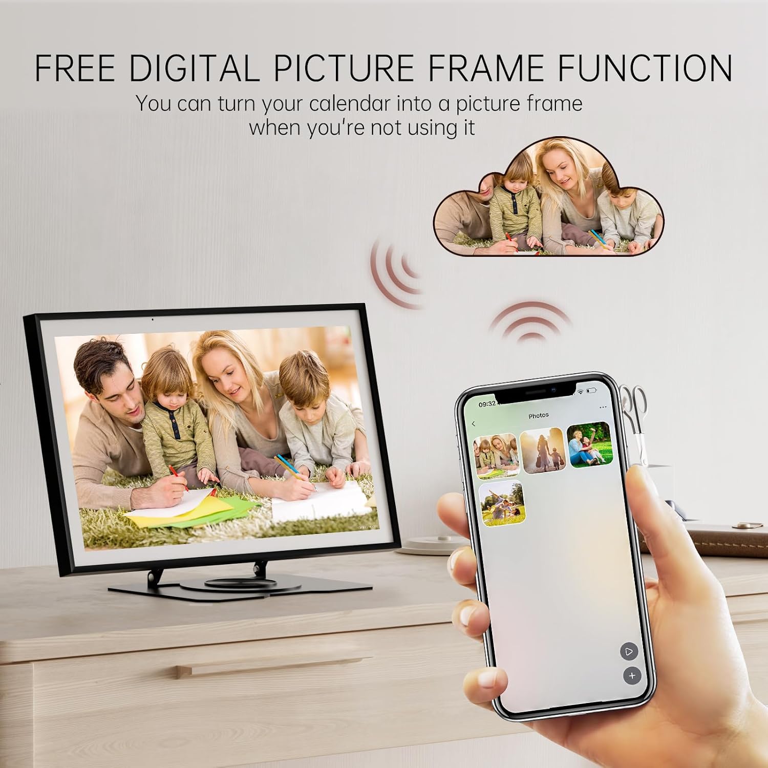 Digital Calendar, 15.6 inch Wall Planner & Chore Chart, Rechargeable Full HD Touchscreen Display, Portable Smart Family Organizer, Event Planner, Desk and Wall mountable, Perfect for Family Schedules - No Subscription (Free Magic Import)
