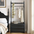 Solid Wood Clothing Rack, Clothes Rack with 2 Drawers, Floor-standing Garment Racks, for Hanging Shirts, Jackets, Coat Hanger Stand for Bedroom Entryway(Black)