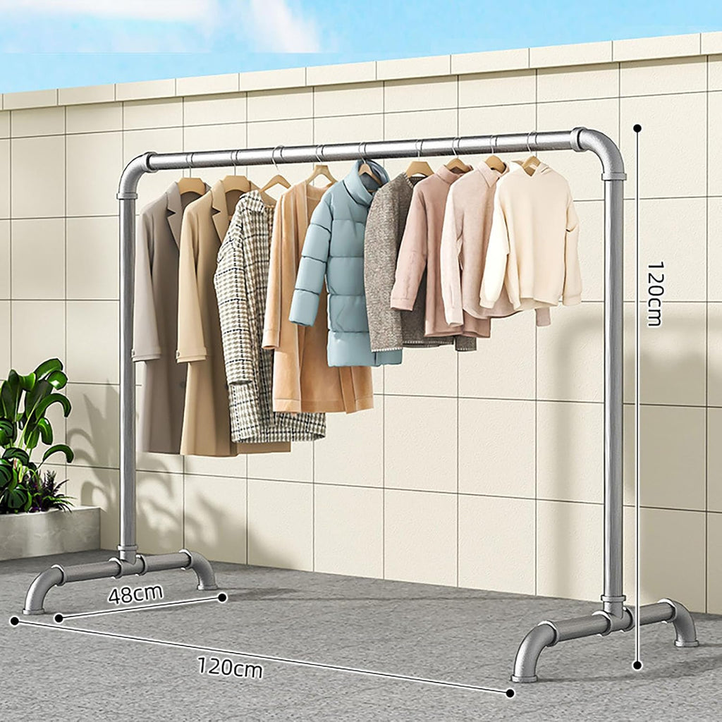 Portable Clothes Rack, Freestanding Metal Garment Rack with Stable Base, Industrial Pipe Design for Hanging Coats, Skirts, Shirts, Sweaters, Indoor & Outdoor Use (1.2mx1.2m)