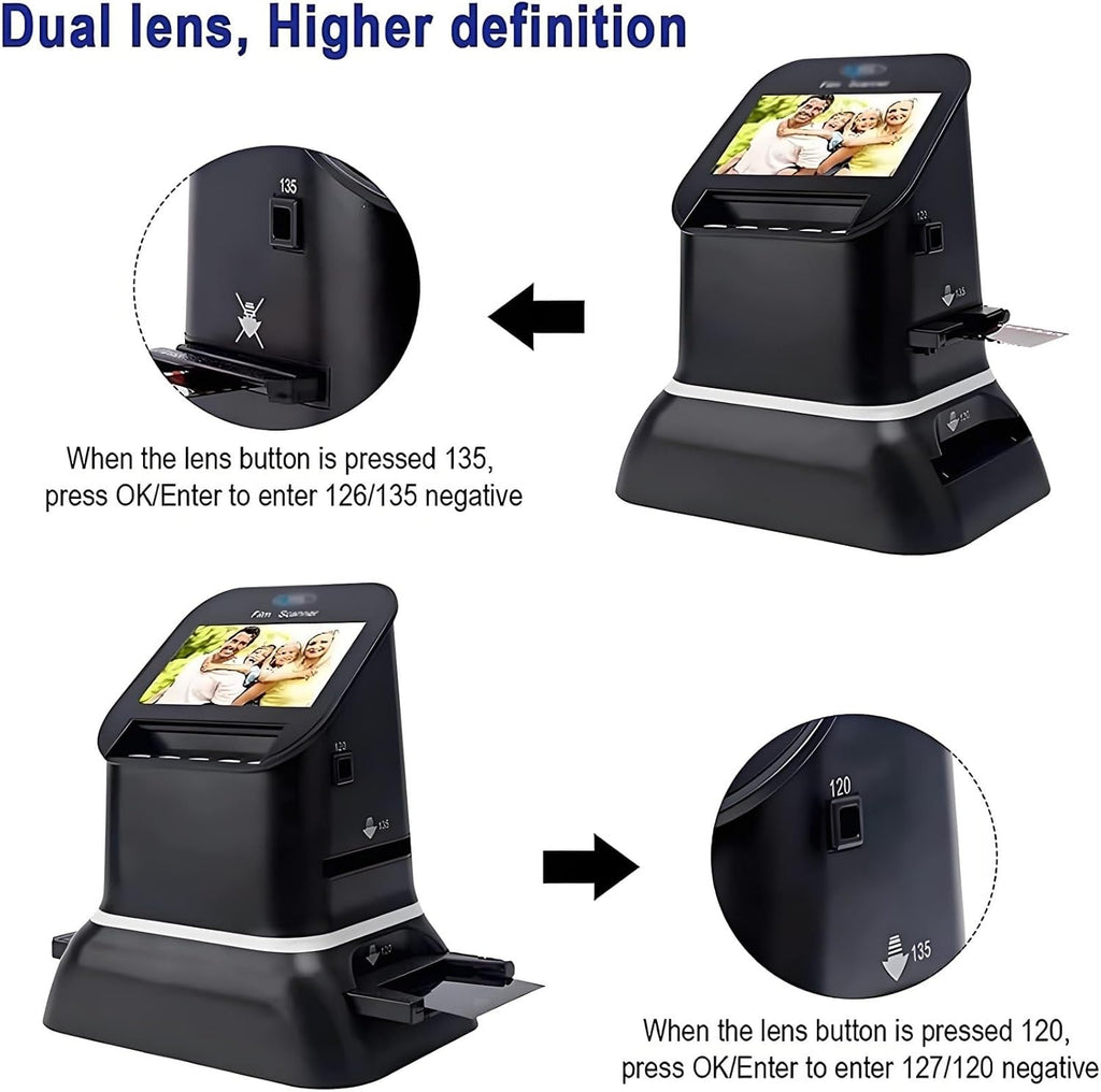 Convert Slides & Negatives to Digital, 22MP Film Scanner with 4.3' Display - for 35mm, 120, 126, 127, 135 Film Strips - HD Negative & Slide Scanner
