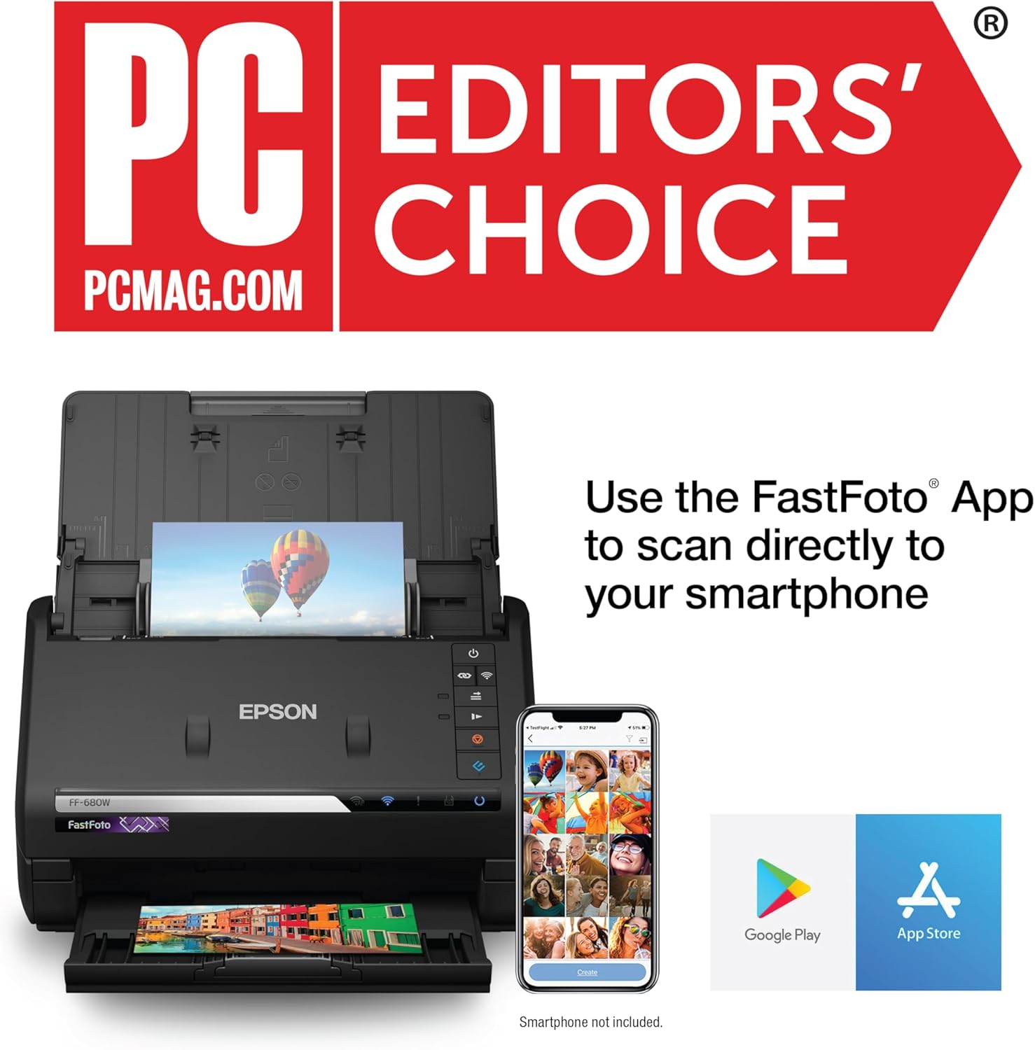 Epson FastFoto FF-680W Wireless High-Speed Duplex Photo and Document Scanner and System with USB Connect and Mobile Scanning