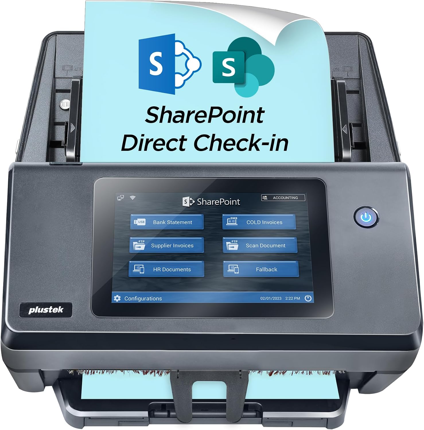 Plustek eScan A450 Pro Network Scanner, PC-Free Standalone, Direct Scan to SharePoint, Built-in OCR with autofill Columns, Easy Deployment, Remote IT Management, Wireless & Ethernet