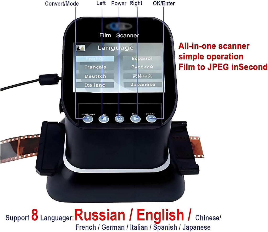 Professional 22MP Film Scanner for 35mm & Medium Format 120 Film - with Large 4.3' LCD to Scan Negatives & Slides in High Resolution