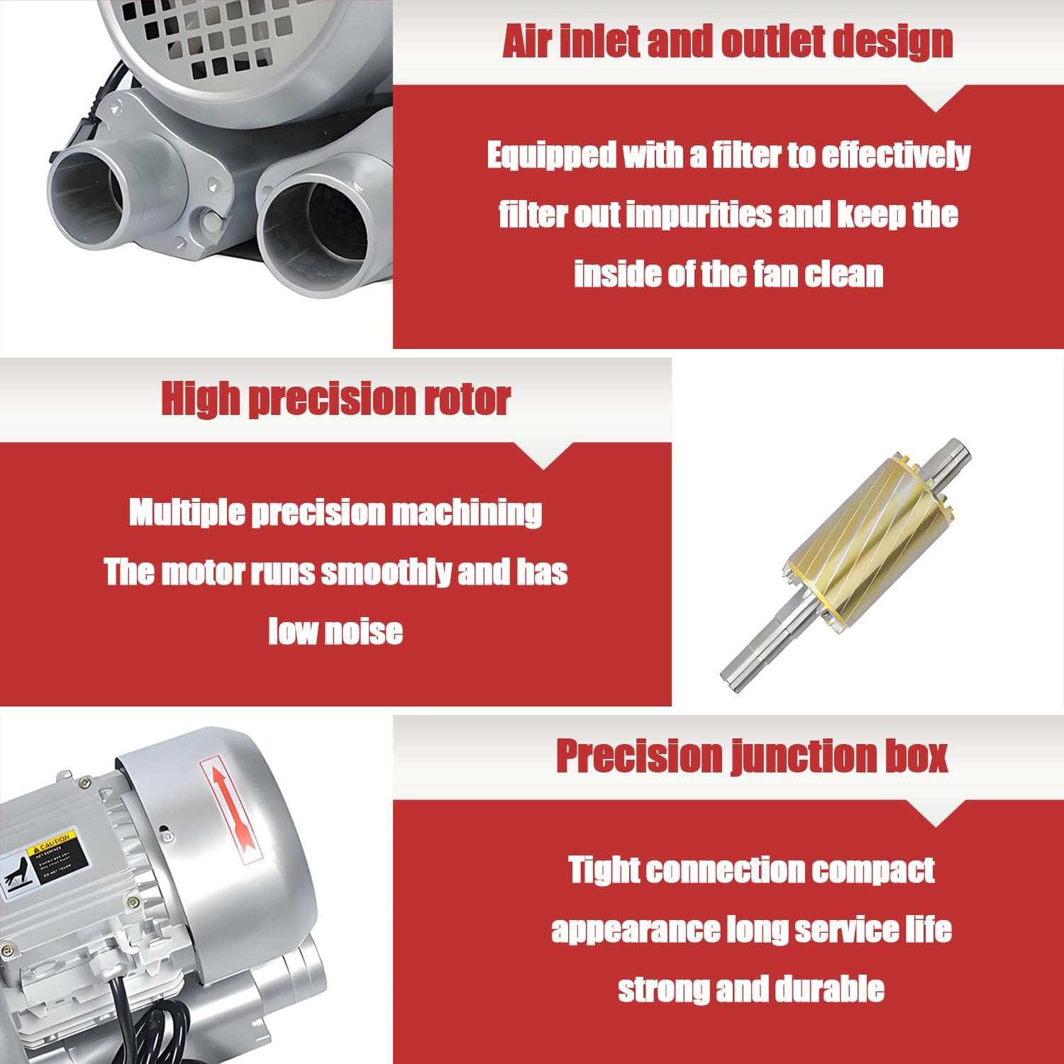 Regenerative Blower 220V 50Hz, High-Pressure Vortex Ring Blower, Industrial Vacuum Pump for Air Blowing Or Suction for Sewage Aeration Aquarium Fish Pond 180W/0.24HP