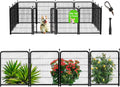 Getlay Dog Playpen 32 inch 16 Panels, Puppy Playpen Indoors, Dog Fence Outdoor for Yard, Wide Door Low Threshold Garden Fence for Medium/Large Pets. Black Dog Pens Total 35.4 Ft(L)