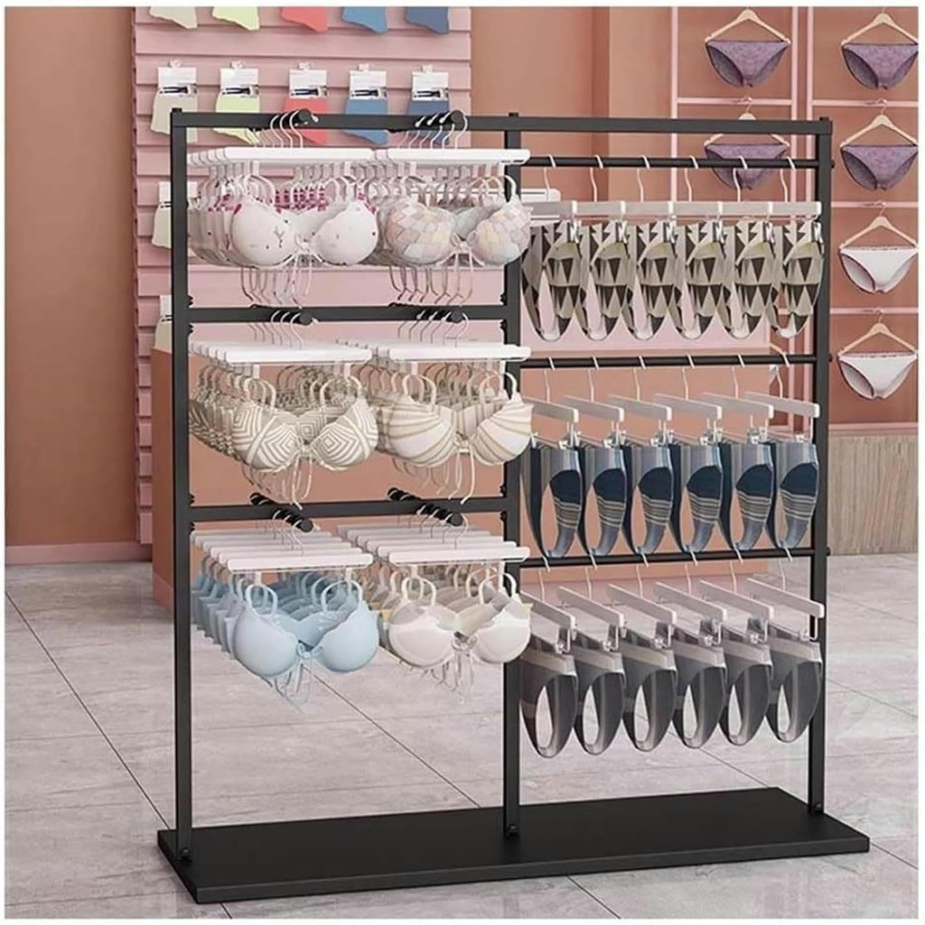 Commercial Clothes Rail Garment Rack, Underwear Display Stands, Freestanding Lingerie Organizer Clothing Store Boutiques Retail Shelves for Socks Bra Pantie(Black-150x40x130cm