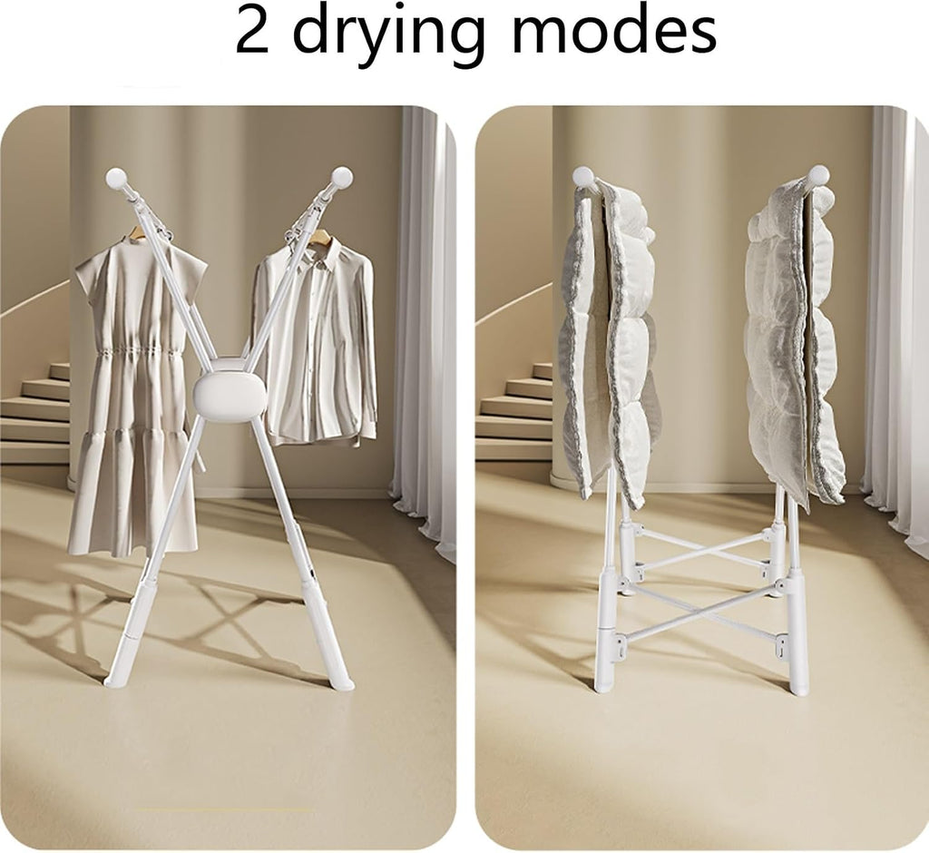 Outdoor Clothes Drying Rack - Adjustable & Foldable Metal Garment Rack for Hanging Clothes, Coats, Skirts, Shirts, Sweaters - Versatile Bedroom & Closet Storage (Black)