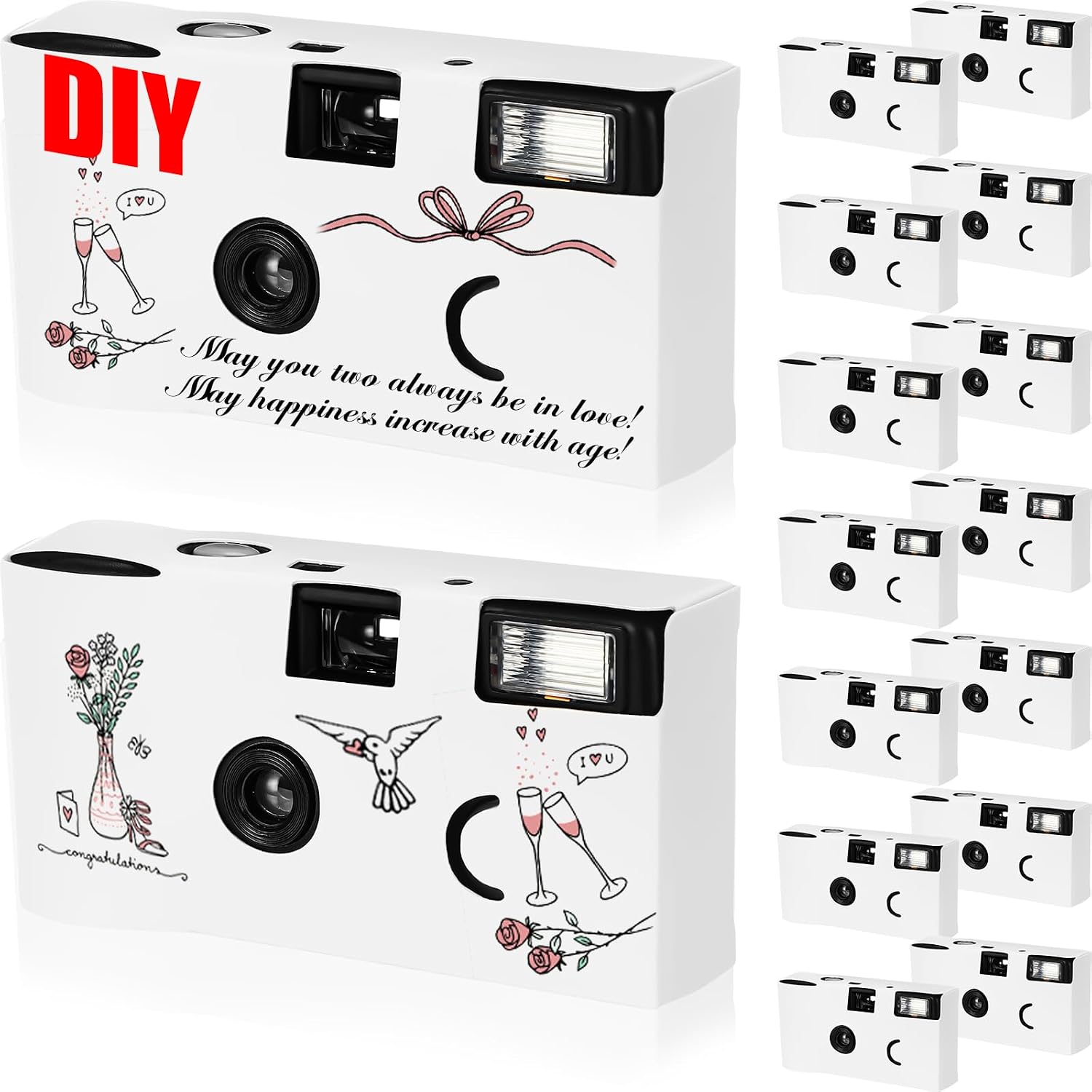 Kanayu 14 Packs DIY Disposable Cameras Bulk, White Single Use Camera with 35mm Iso 400 Film Bright Flash for Weddings, Baby Showers, Birthday Parties Anniversary Events, Easy to Use, Vintage