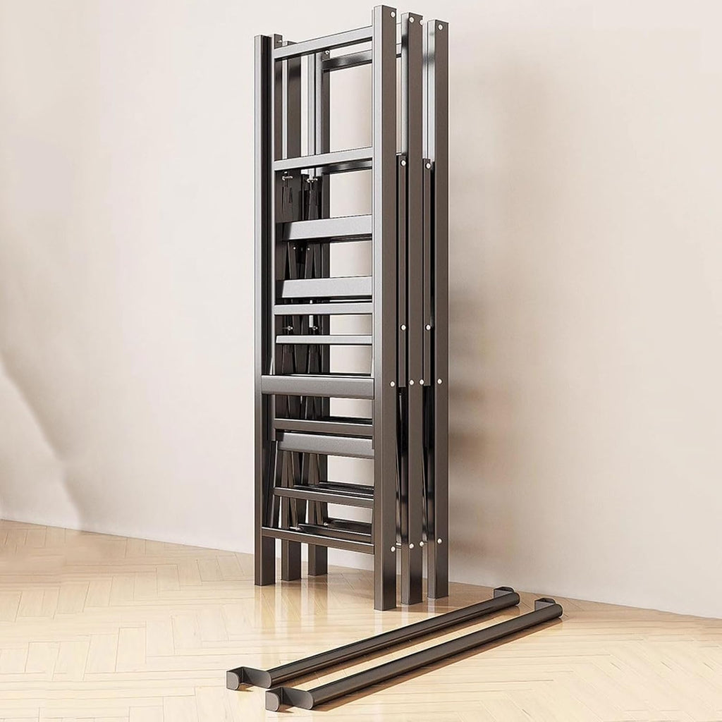 Heavy-Duty Foldable Clothes Rack, Portable Wardrobe Closet with Cover, Freestanding Clothing Storage for Bedroom, 49in Coat Hanger, Space-Saving Organizer