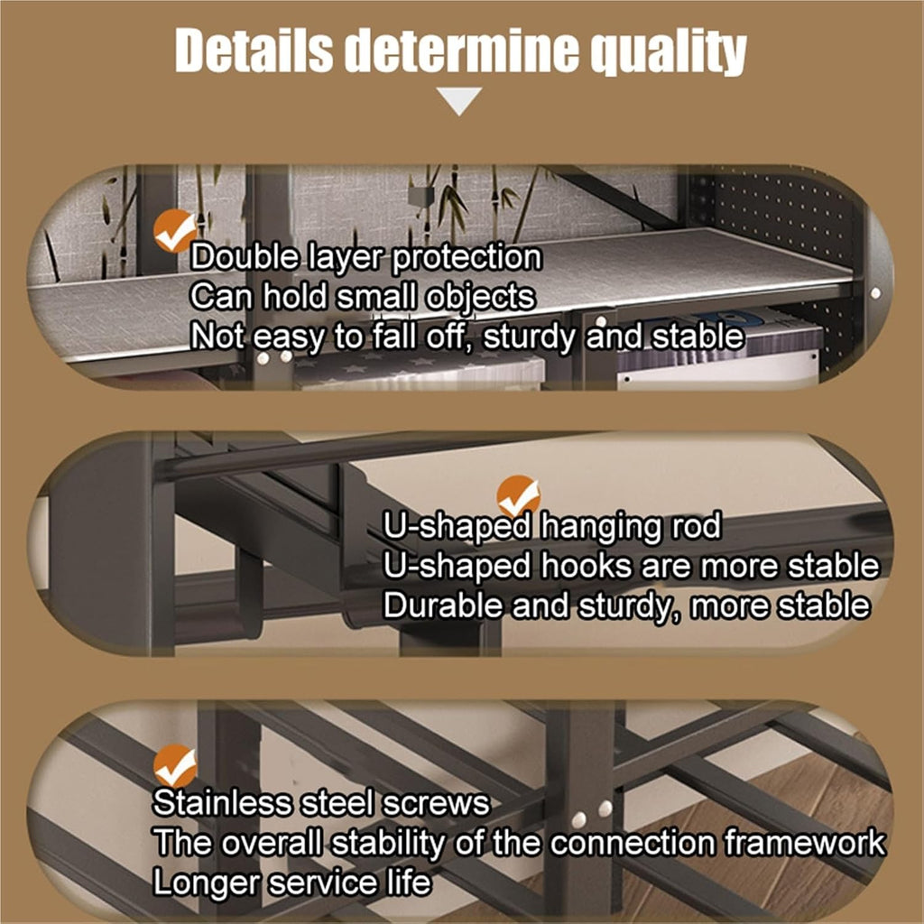 Foldable Garment Rack With Cover, Heavy-Duty Portable Closet With Steel Frame, Large Freestanding Wardrobe For Hanging Clothes Coat Storage, 2000LBS Capacity Metal Clothing Rack Armoire(130cm)