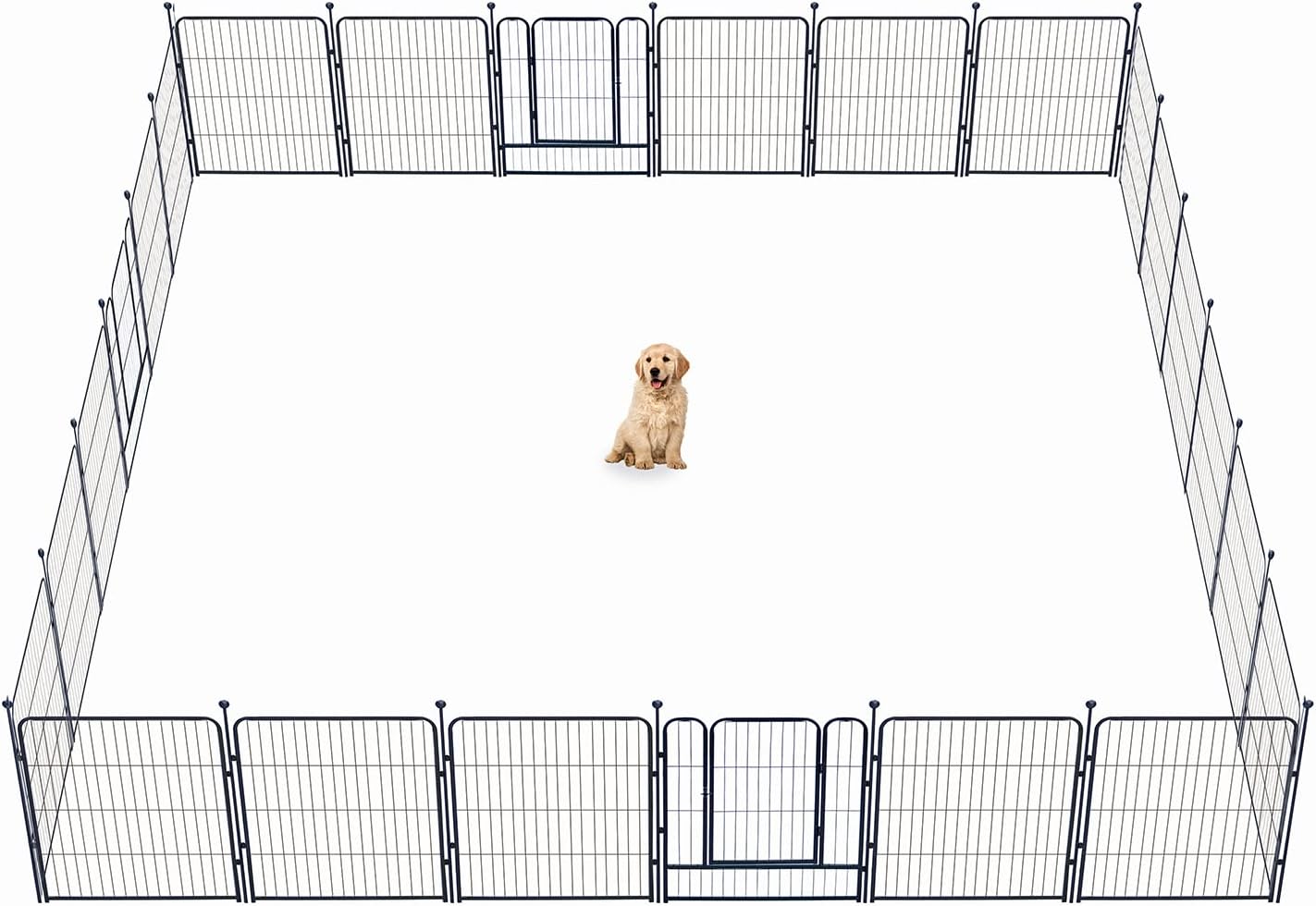 Dog Playpen,32/40/45 Inch Height in Heavy Duty, Folding Indoor Outdoor Anti-Rust Dog Exercise Fence, Portable Pet Playpen with Door for Large Medium Small Dogs and Pet (24 Panels, 32 Inch) Silver