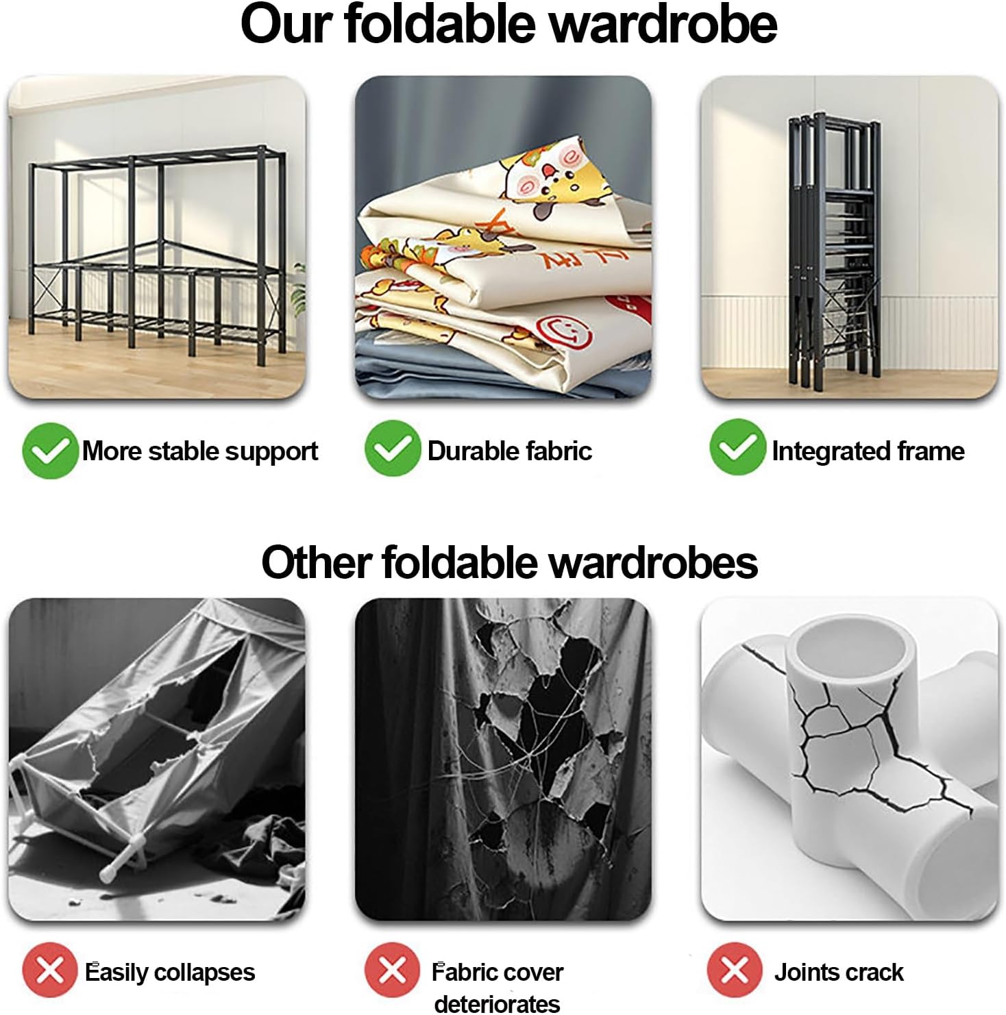 Foldable Wardrobe Closets Heavy Duty Garment Rack With Cover Metal Clothing Racks Freestanding Covered Clothes Rack Organizer Enclosed Armoires For Bedroom(F,110x45x170cm/43x18x67inch)