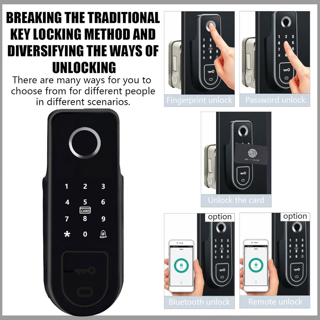Smart Lock,Electronic gate Latch for Outdoor Fence, Waterproof keyless Smart Rim Lock, Smart Latch Double gate Lock, WiFi Double Sided Fingerprint Reader Lock,with Ttlock App