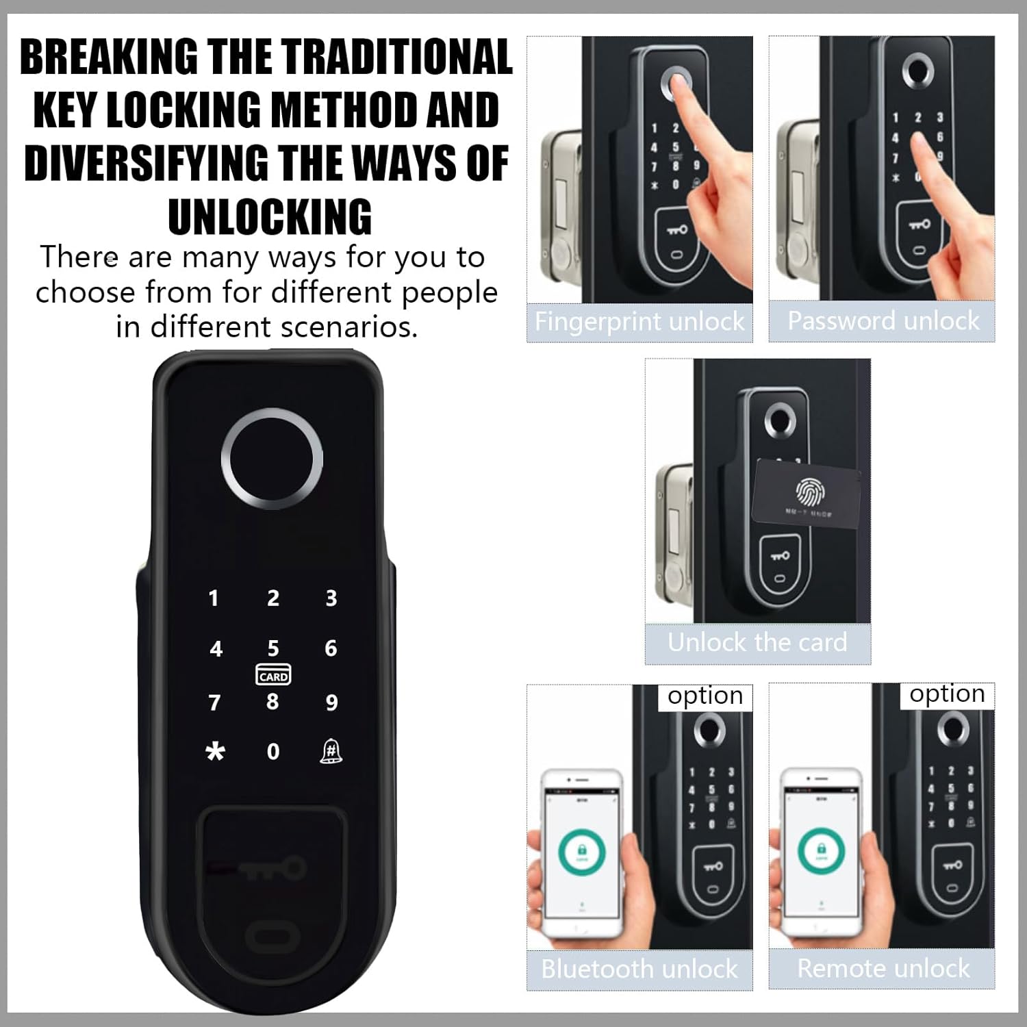 Smart Lock,Electronic gate Latch for Outdoor Fence, Waterproof keyless Smart Rim Lock, Smart Latch Double gate Lock, WiFi Double Sided Fingerprint Reader Lock,with Ttlock App