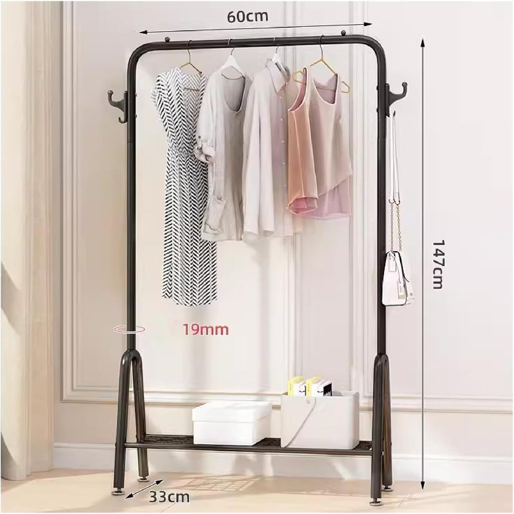 Clothes Rail Garment Rack Metal Clothes Rack with Shelves, Heavy Duty Free-Standing Garment Racks Clothing Rack with Shelves Clothes nizer for Boutique Store(Color:Black,Size:60x33x147cm