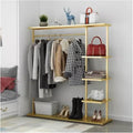 Metal Clothes Rack with 5-Tier Shelves, Heavy Duty Free-Standing Garment Racks Clothing Rack with Shelves Clothes Organizer for Boutique Store(Gold,120x35x155cm)