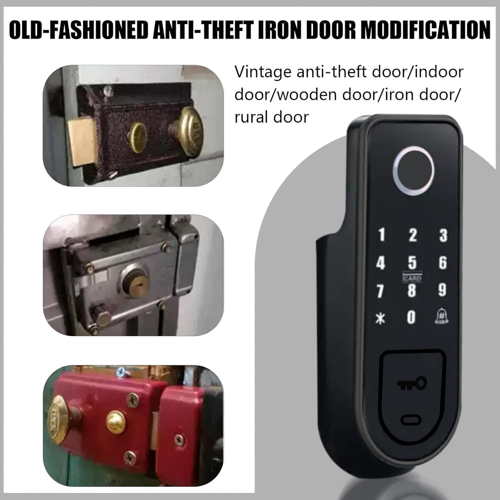 Smart Lock,Electronic gate Latch for Outdoor Fence, Waterproof keyless Smart Rim Lock, Smart Latch Double gate Lock, WiFi Double Sided Fingerprint Reader Lock,with Ttlock App