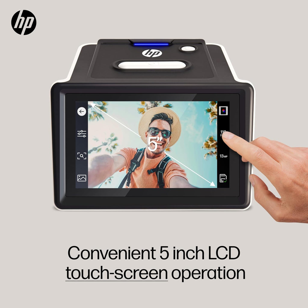 HP Touch Screen Film & Slide Scanner Digitizer - 5' LCD, USB-C, SD Slot - All-Angle Touchscreen Gallery Mode for Slide Viewer - 13MP CMOS Sensor & 22MP Interpolation to Convert to Digital