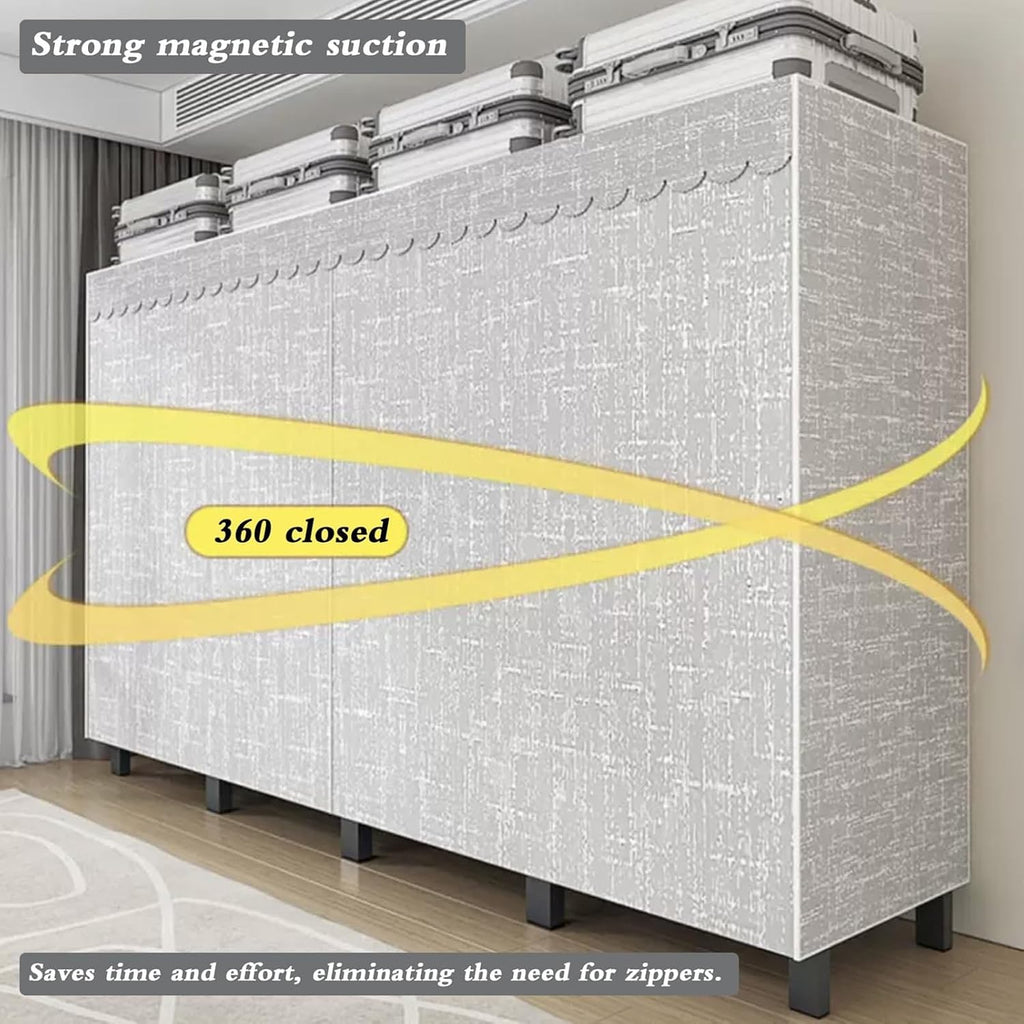 Heavy Duty Rolling Garment Rack With Cover, Width 20.47in，max 2000lbs, Foldable Clothing Rack For Hanging Clothes, Portable Freestanding Closets Wardrobe , Metal Armoires,multiple Sizes(125*52*180cm)