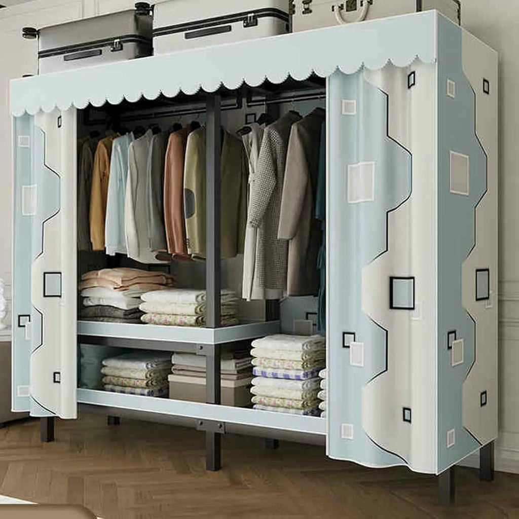 Portable Closet Wardrobe,Freestanding Closet with Adjustable Foot Pads,Coat Storage Garment Racks,for Bedroom Free Standing Clothes Rack with Cover(Color 3) Rack