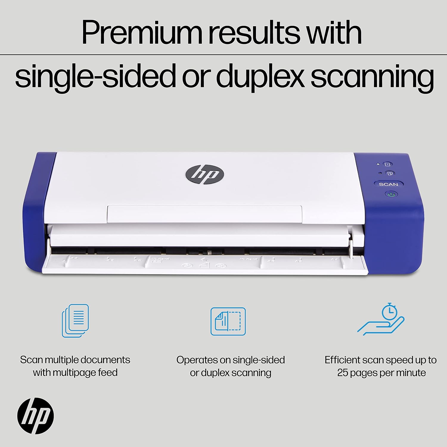 HP Compact Desktop Duplex USB Mobile Document & Photo Scanner with Auto-Feed Tray for Portable 2-Sided Digital Scanning, Model HPPS200, for Home & Office, PC and MAC, HP WorkScan Software Included