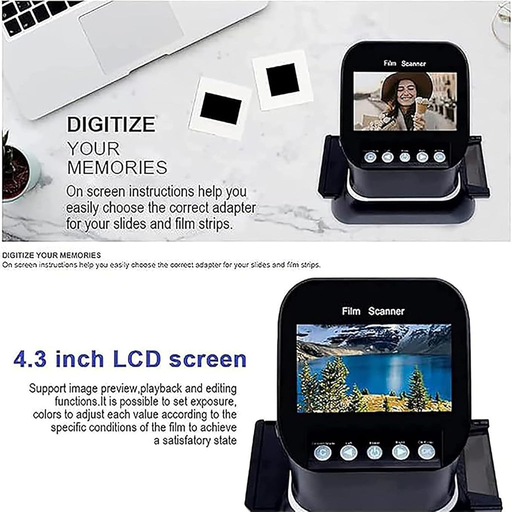 Digital Film and Slide Scanner, Film Digitizer Converter, Supports 5 Film Formats, 120 High Resolution, Digital Converter 1080p to 35mm, 135,126,127 Negative and Slides