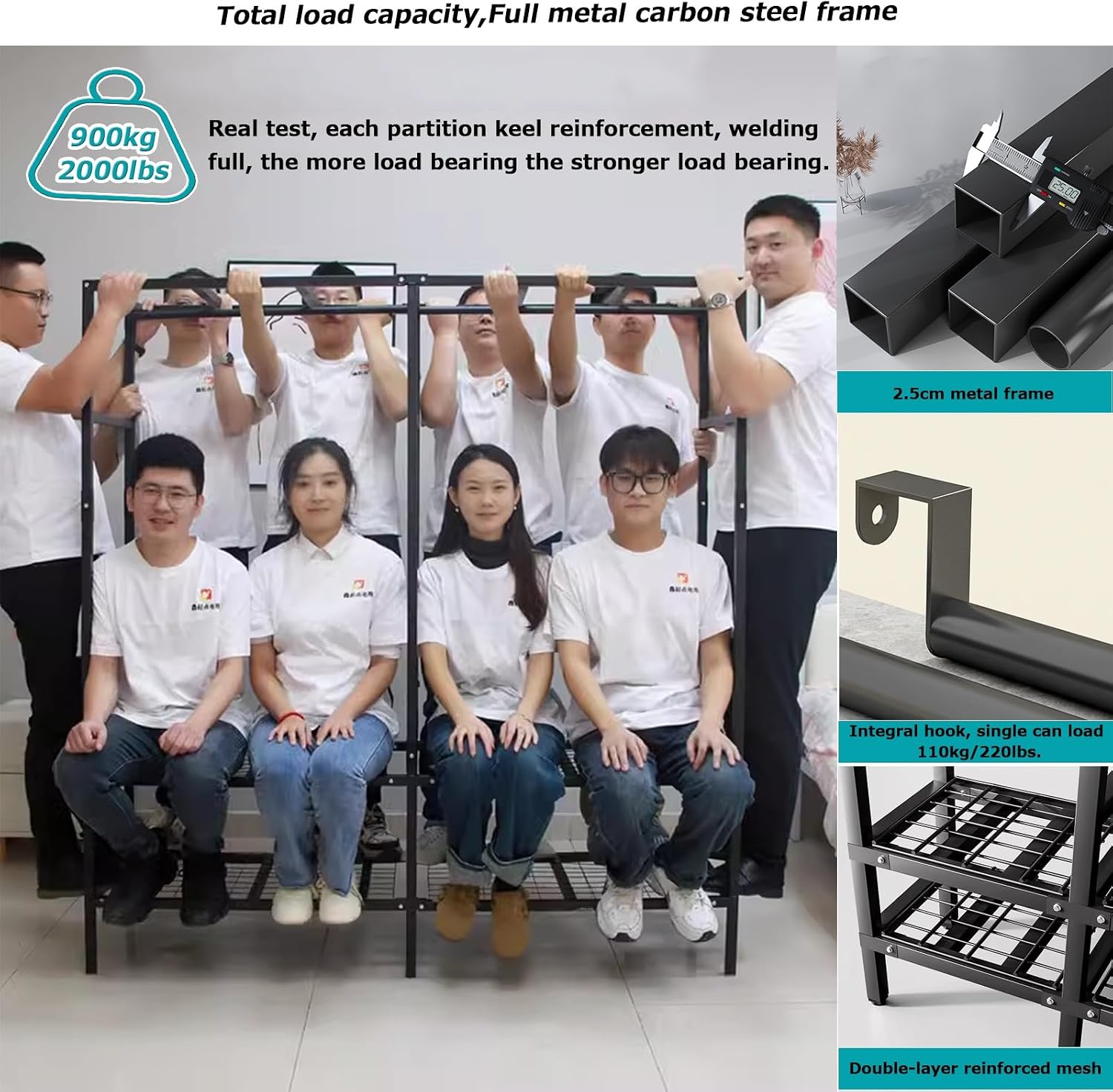 Foldable Covered Garment Rack Max 2000lbs Heavy Duty Metal Clothing Rack with Wheel, 2 Hanging Rods, Cotton Cover, Portable Wardrobe Closets for Bedroom