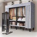 Wardrobe Closet - Collapsible Heavy Duty Portable Closet Wardrobe Clothes Rack With Cover, 1200Ibs Freestanding Metal Clothing Rack, With 2 Hang Rods, 4 Shelves Adjustable Closet Rack(180*52*180cm)