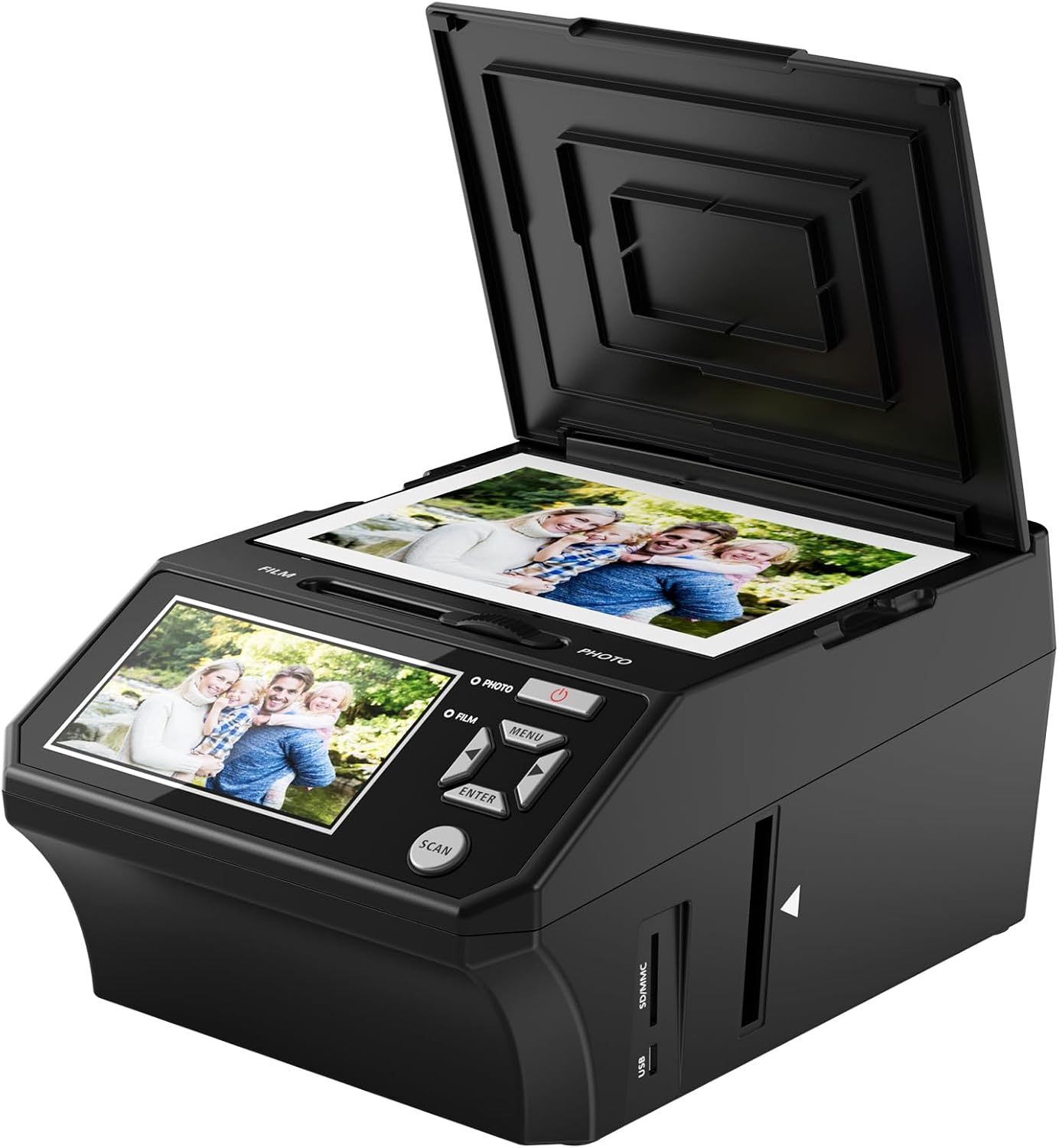 Photo Scanner with 5' LCD Screen, Converts Photo, 135/110 Film Negatives & Slides, Business Card to 22MP Digital Photos
