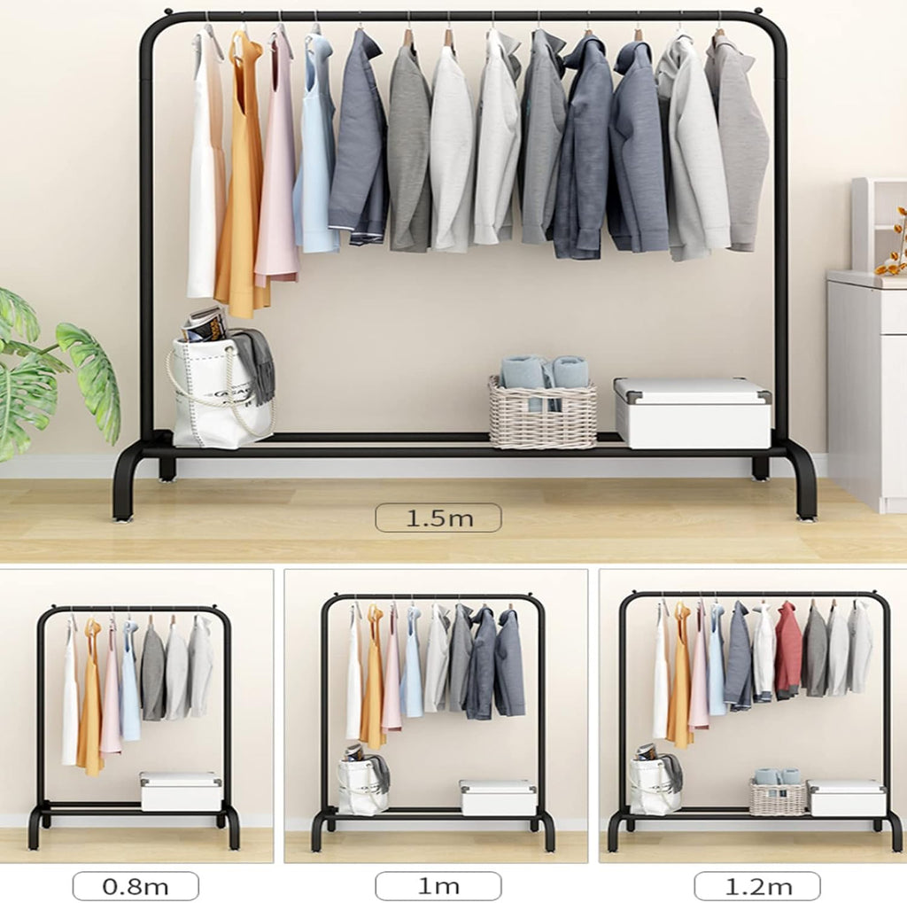 Clothes Rack with Shelf, Free-Standing Garment Rack for Hanging Clothes, Coat Rack, Small Metal Clothes Rack Heavy Duty, Industrial Clothing Rack (1.2m)