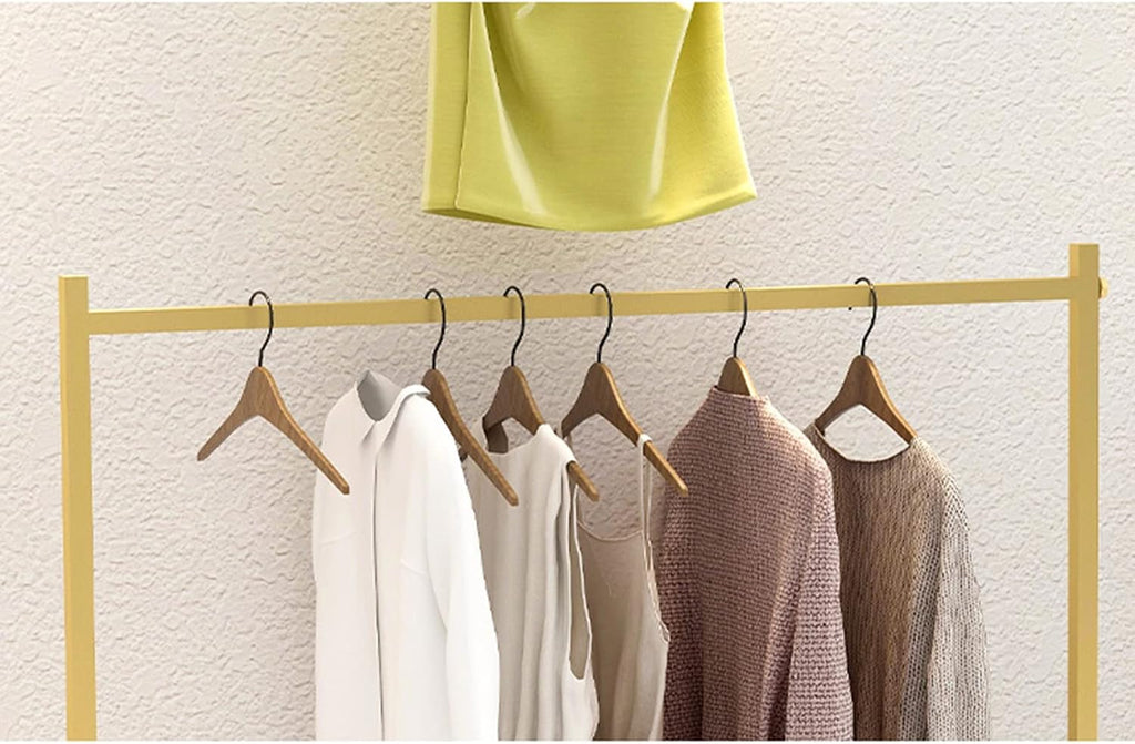 Heavy Duty Garment Rack Retail Display Clothing Rack Heavy Duty Metal Garment Rack with Wooden Shelves Freestanding Coat Rack Large Capacity Closet Organization (120x40x150CM)