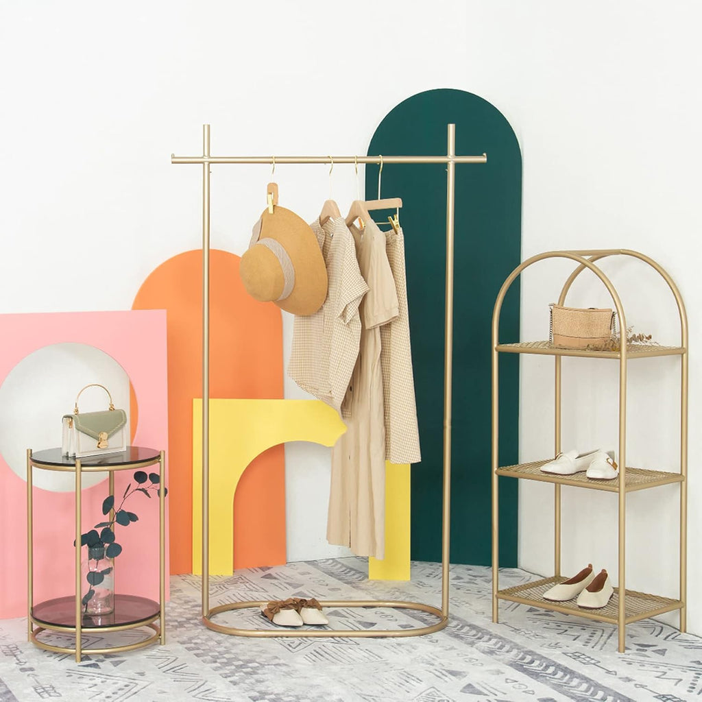 Heavy Duty Coat Rack, Garment rack Golden Wrought Iron Clothes Rail, Freestanding Single Rod Clothing Rack, Heavy Duty Metal Garment Rack For Bedrooms And Small Spaces, Easy To Assemble ( 100x40x160C