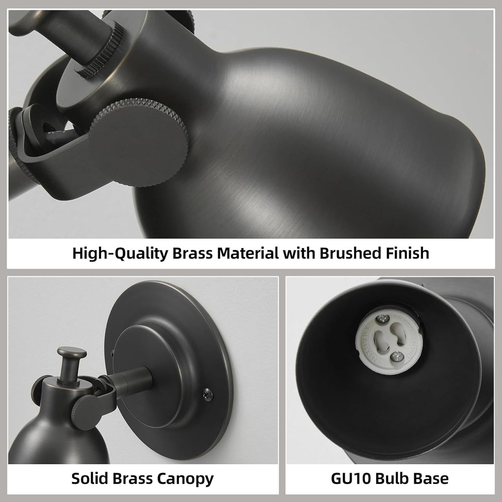 Black Wall Sconces Set of 2 Hardwired - Brass Matte Dimmable Indoor Small Bell Lights Fixtures Decor Set of Two for Bathroom Vanity Bedroom Bedside Hallway Living Room Kitchen Picture Lamp