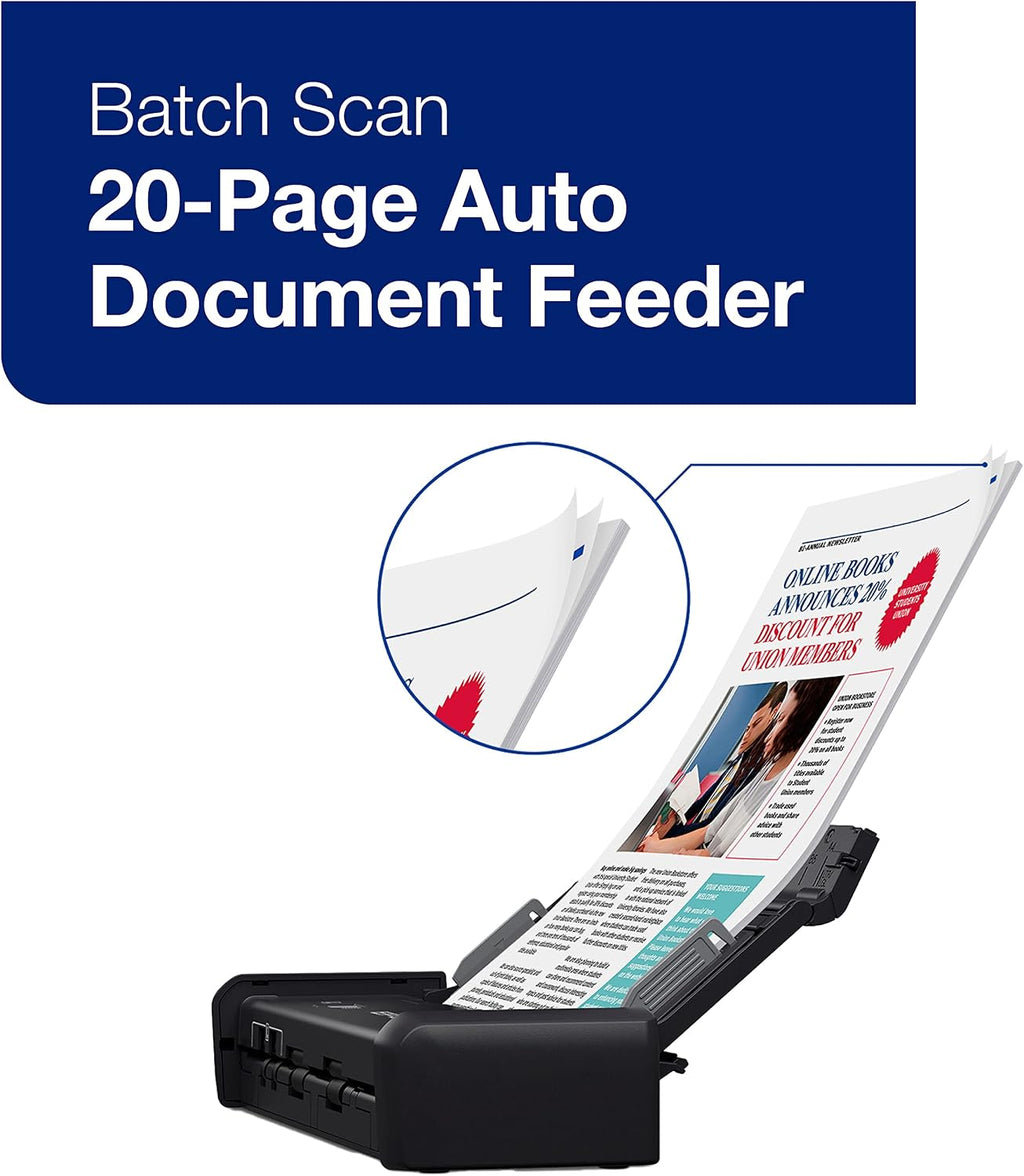 Epson Workforce ES-200 Color Portable Document Scanner with ADF for PC and Mac Sheet-fed, Duplex Scanning,Black