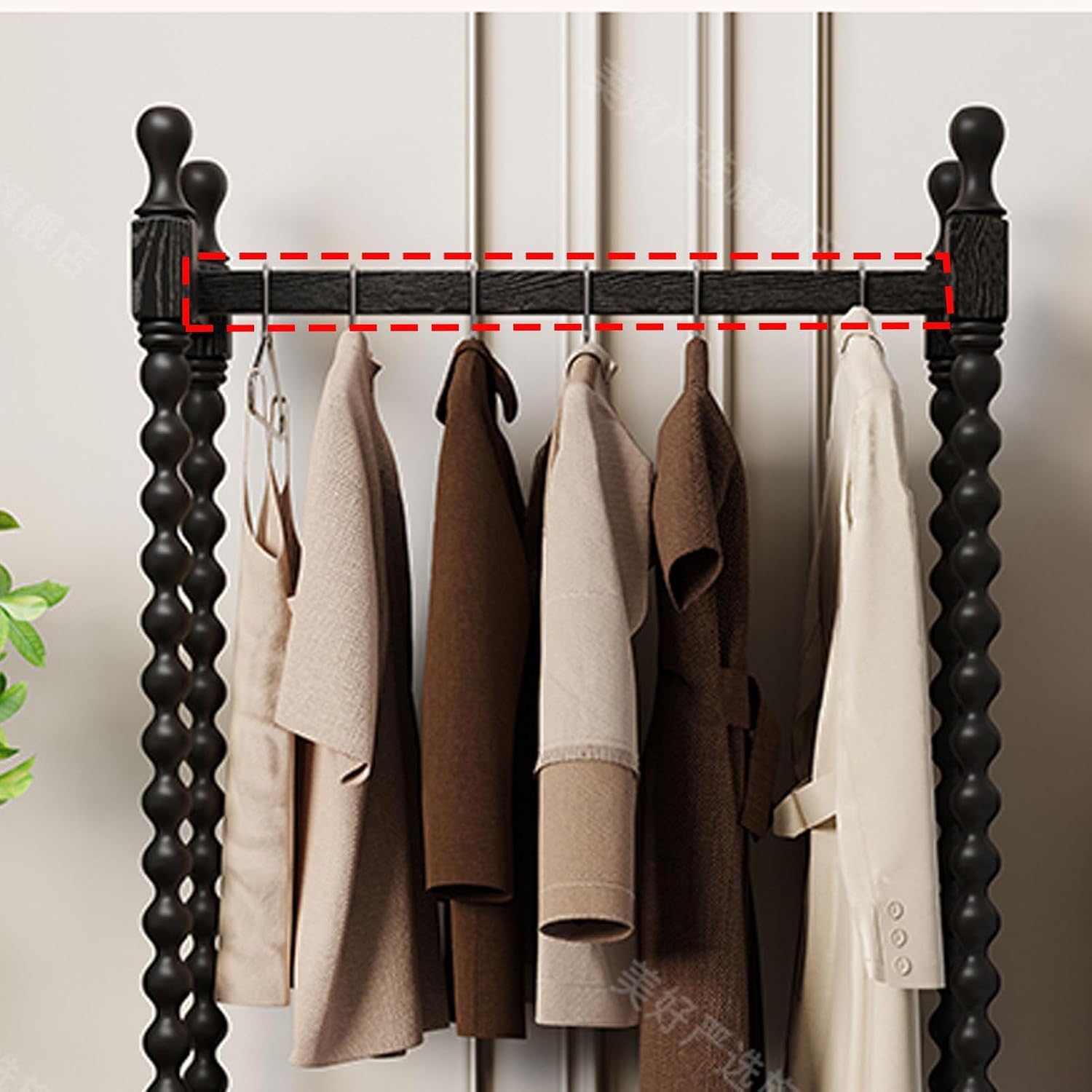 Solid Clothes Rack, Garment Racks, Drawers and A Shelf, Floor Coat Rack Retro Wooden Floor-Standing, Clothes Racks Bedroom for Hanging Shirts, Jackets(Black)