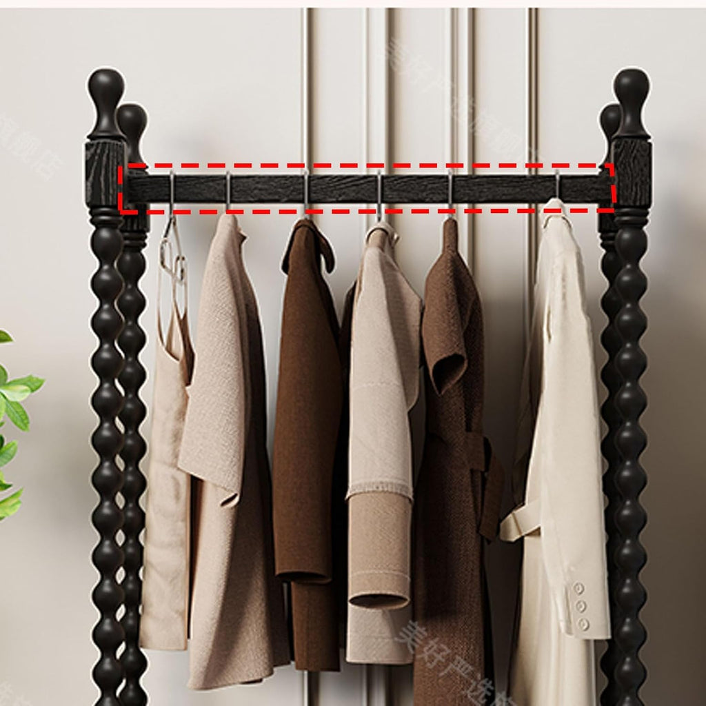 Solid Clothes Rack, Garment Racks, Drawers and A Shelf, Floor Coat Rack Retro Wooden Floor-Standing, Clothes Racks Bedroom for Hanging Shirts, Jackets(White)