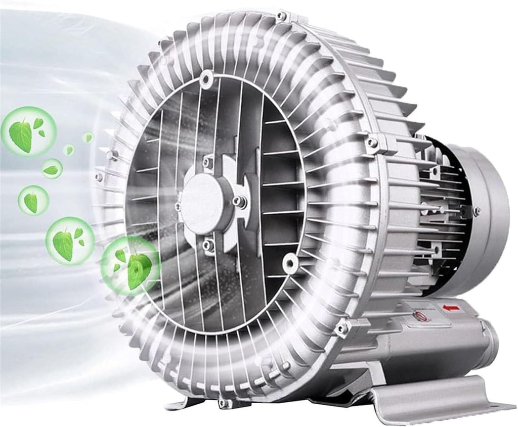 380V Three-Phase Regenerative Blower, 250W/33HP-1500W/2.01HP High-Pressure Vortex Blower, for Aquaculture Regenerative Blower Single Phase(1500W/2.01HP)