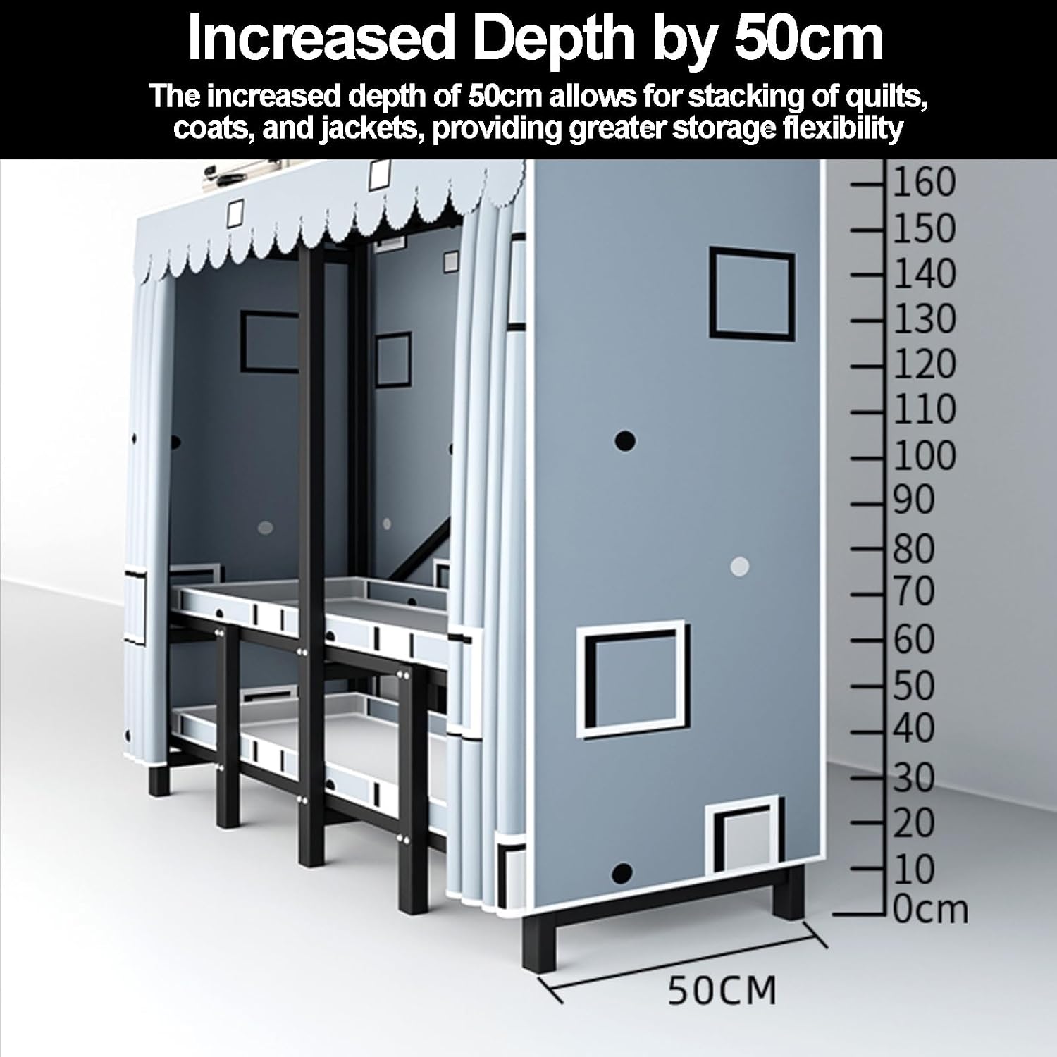 Portable Closet Wardrobe With Hanging Rods, Freestanding Clothing Garment Rack, Metal Closet Rack For Hanging Clothes, Heavy Duty Clothe Rack With Cover(E,110cm)
