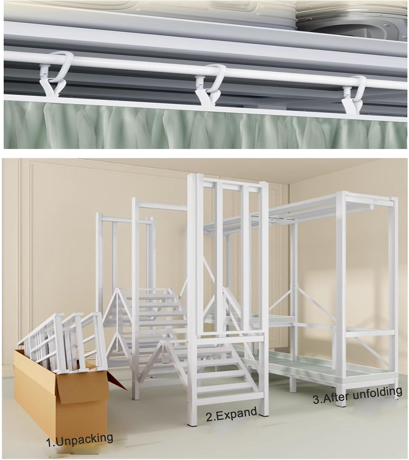 Large Capacity Portable Steel - Foldable Clothe Rack With Cover, Load 2000lbs, Heavy-duty Portable Wardrobe For Bedroom Armoires Freestanding Clothing Coat Storage Rack Rolling Garment Rack ( Color :
