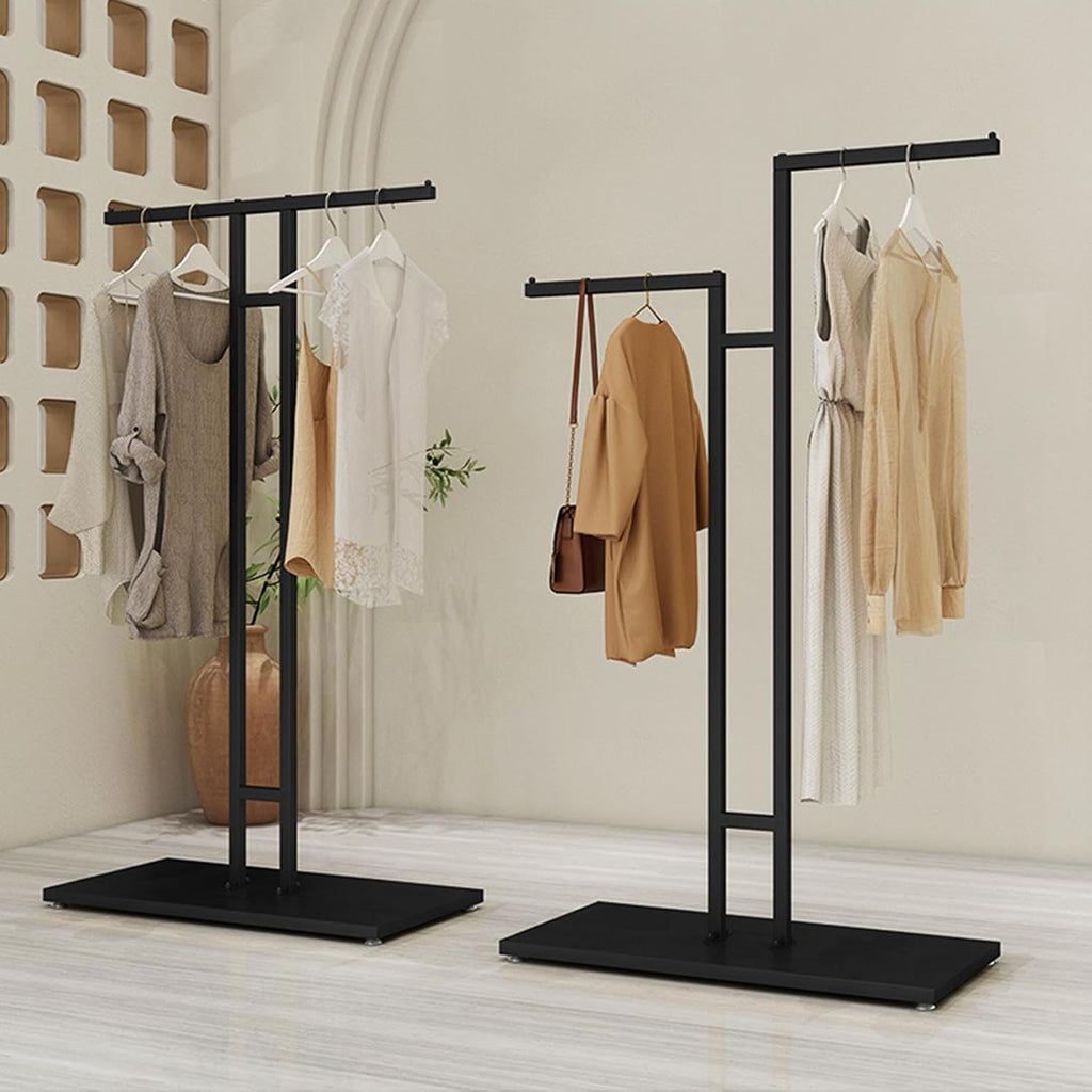 Modern Clothing Rack Freestanding Garment Hanger, Clothing Display Stand for Shops Retail Stores Home Storage, 2-Way Suit Shirt Clothing Rack,Gold-Style 2