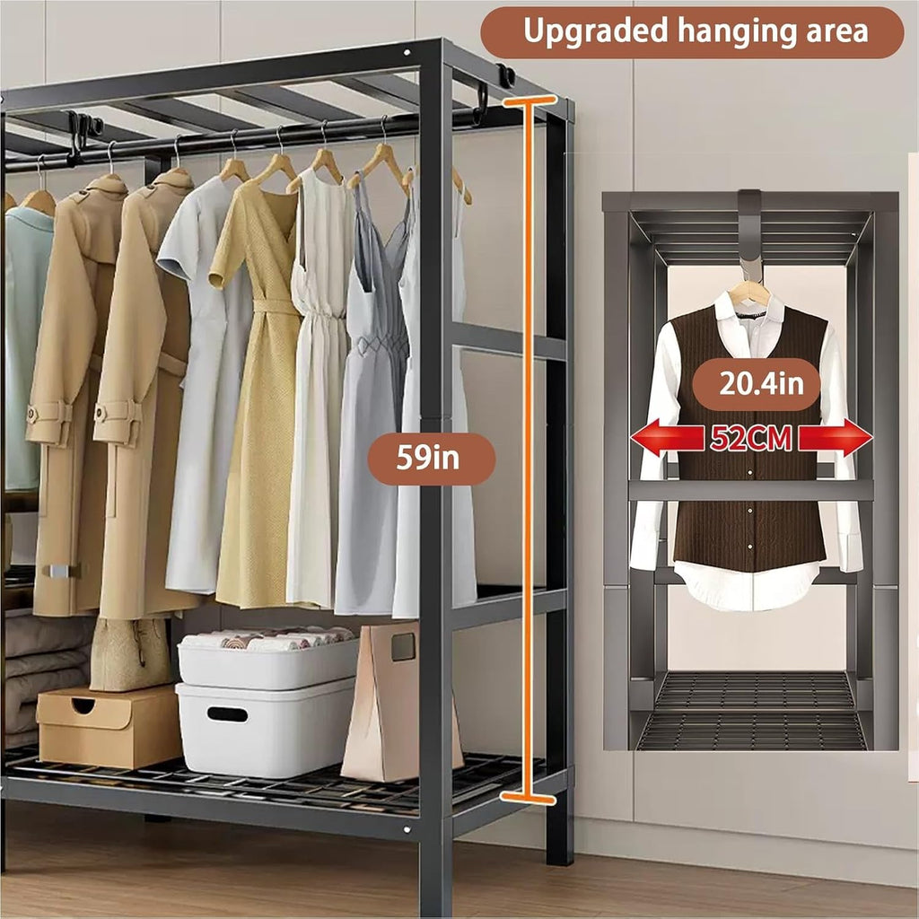Heavy Duty Rolling Garment Rack With Cover Foldable Clothe Rack Portable Wardrobe Closet For Bedroom Armoires Freestanding Clothing Coat Storage Rack Garment Rack For Hanging Clothes(180cm/71in)